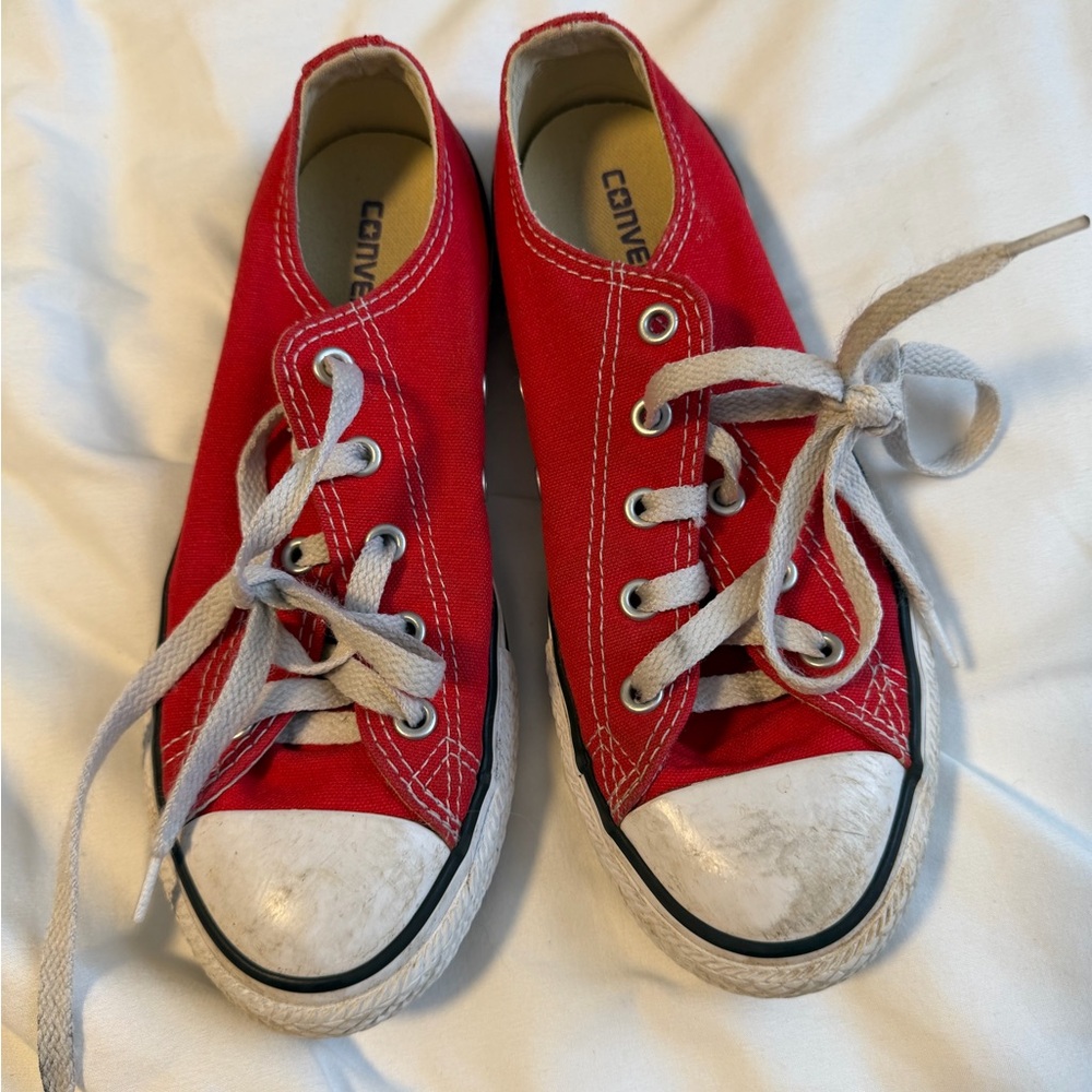 Converse Kids Red Canvas Low-Top Sneakers with White Trim